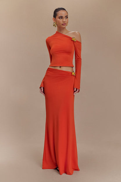 ADRIA - ASYMMETRICAL LONG SLEEVE TOP WITH MAXI SKIRT