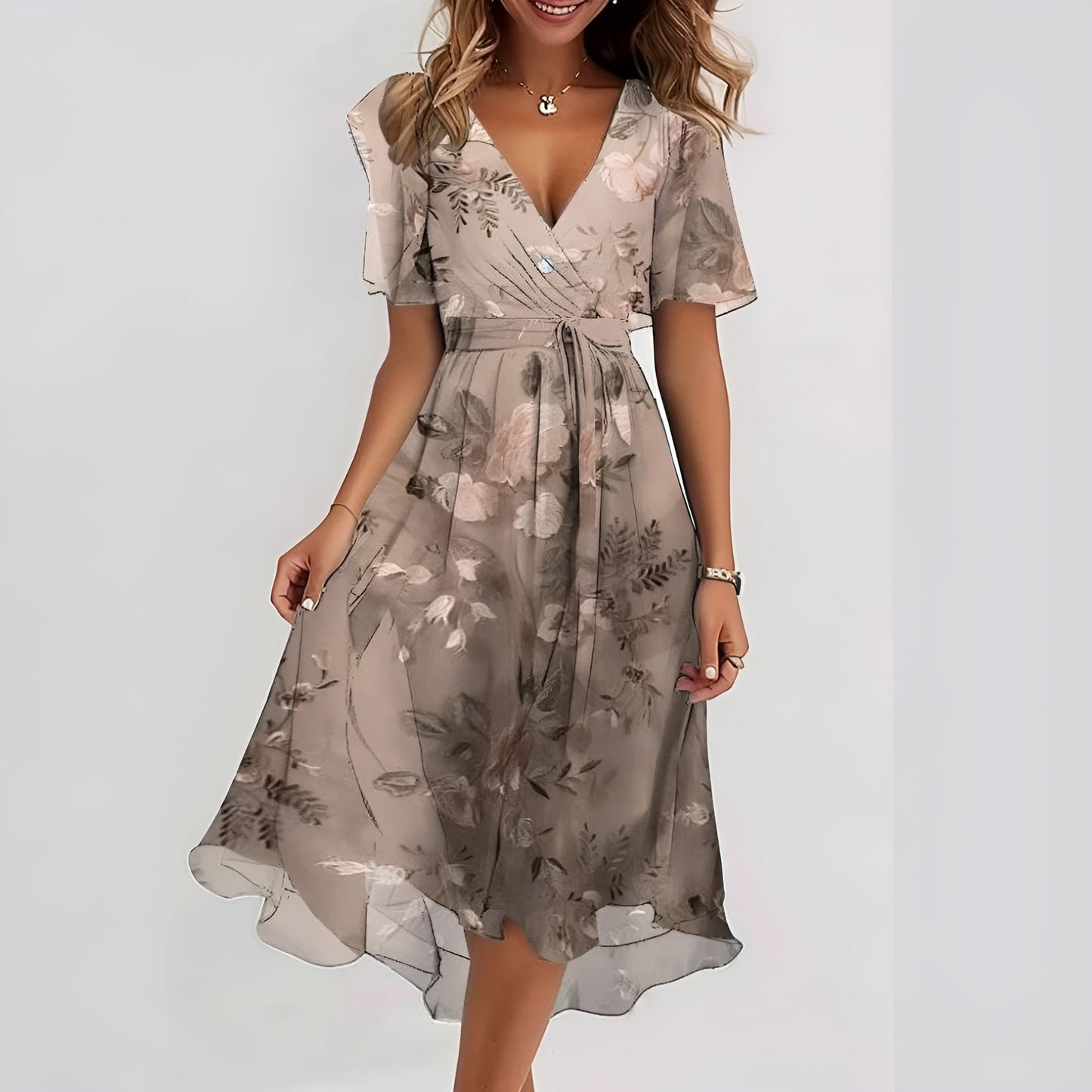 Priscilla | Elegant Short Sleeve Dress